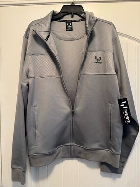 Messi Men's Gray Full-Zip Sweater
